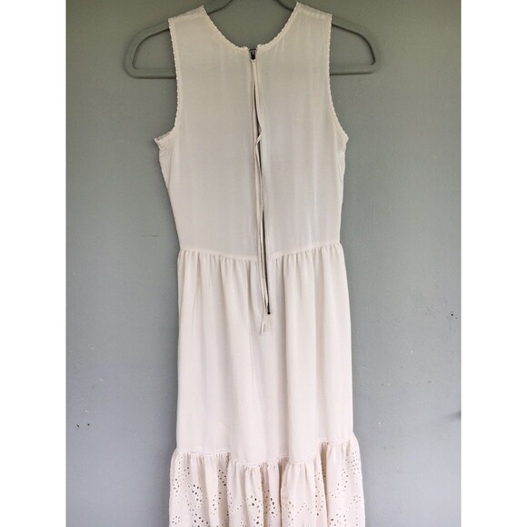 Ulla Johnson Silk Dress Women 2 Beige Eyelet Lace Midi Romantic Feminine Fairy - Picture 13 of 15